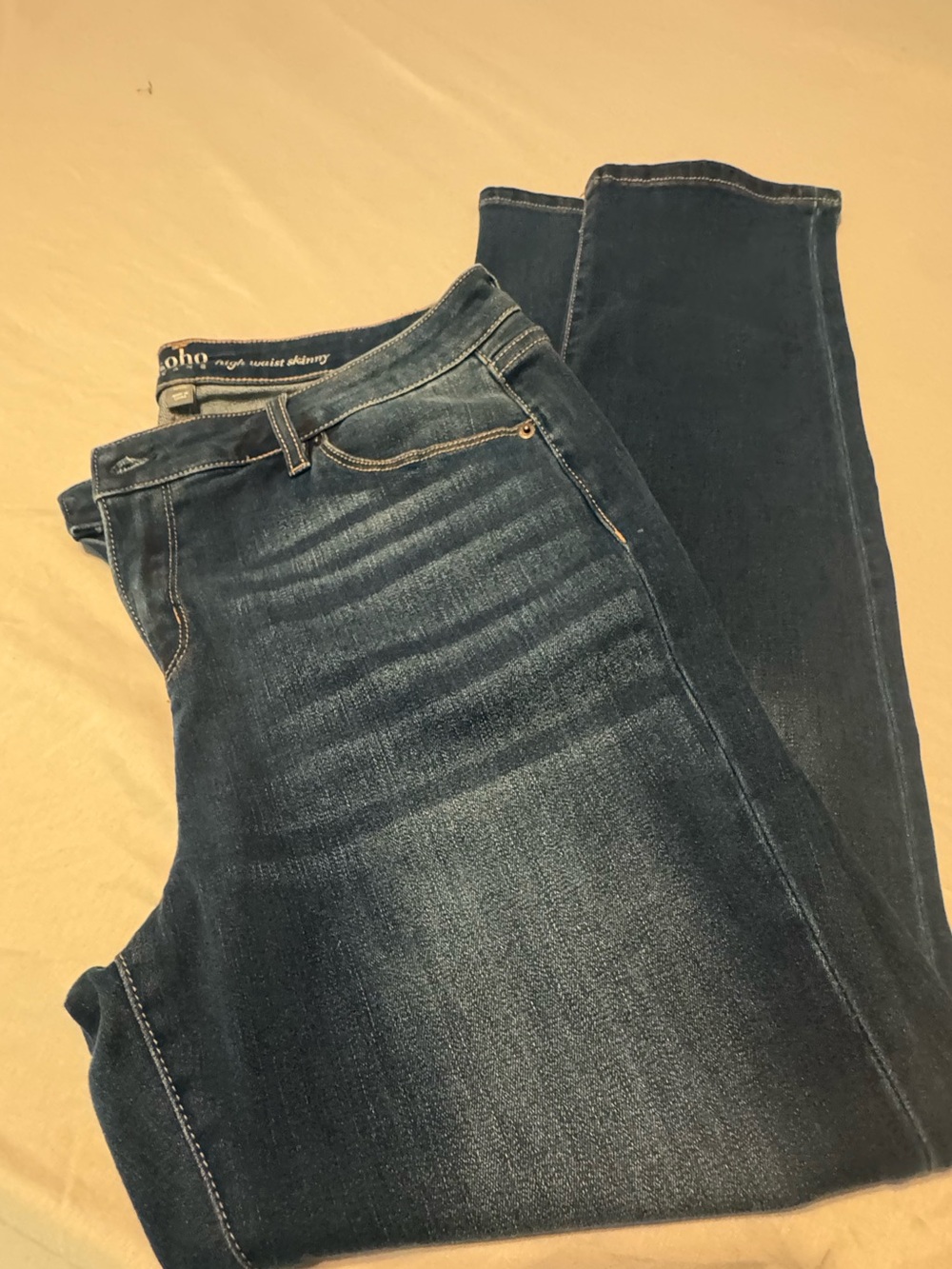 SOHO Jeans NY&Co High Waist Skinny - Women’s 10 Petite - Dark Wash. Like NEW